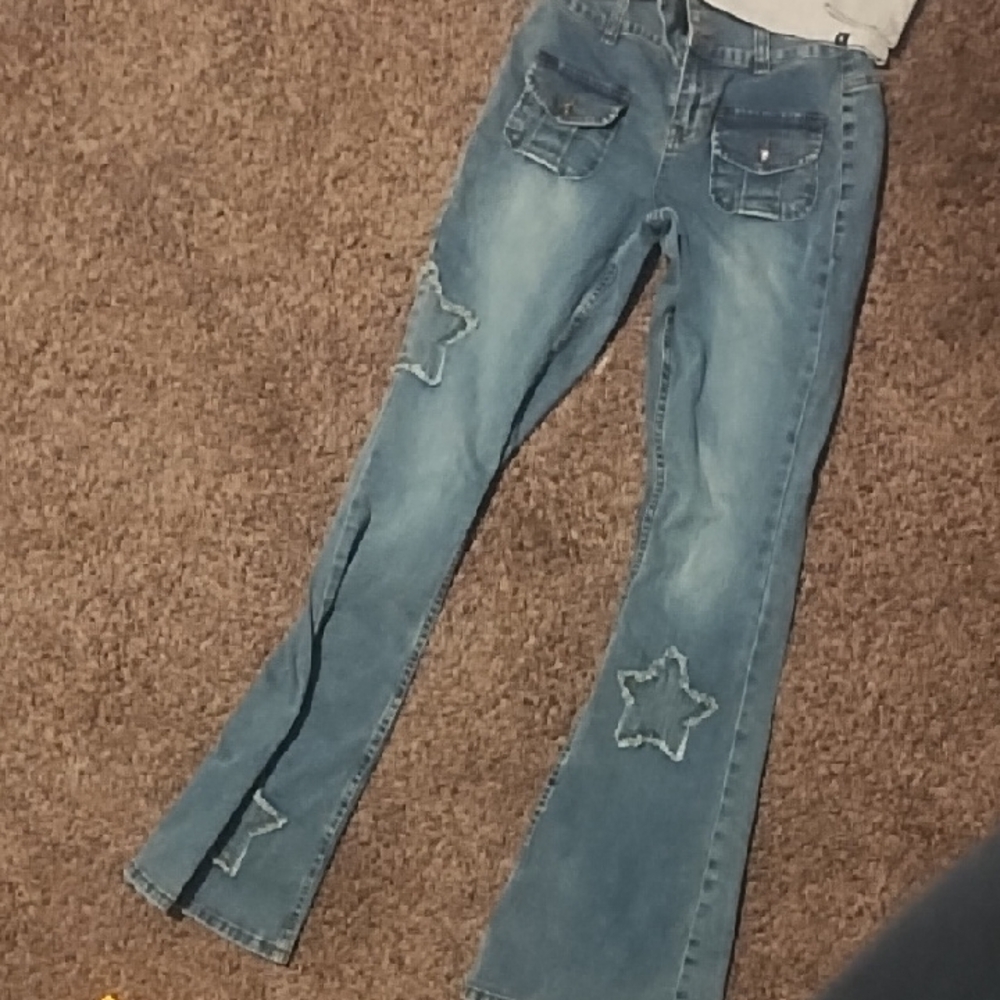 #010 Hurley Women's Small Light Gray Sweatshirt With Size 5 Hot Topic Jeans - Picture 2 of 4